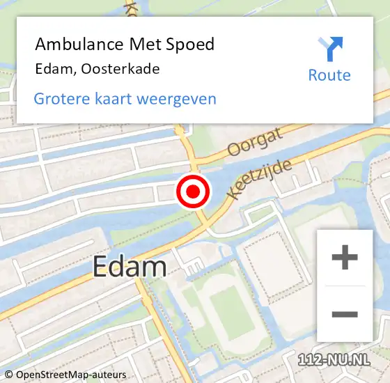 Locatie op kaart van de 112 melding: Ambulance Met Spoed Naar Edam, Oosterkade op 28 maart 2019 23:05