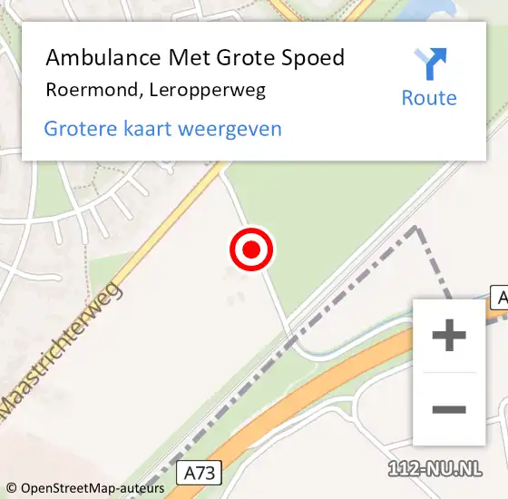 Locatie op kaart van de 112 melding: Ambulance Met Grote Spoed Naar Roermond, Leropperweg op 28 maart 2019 23:39