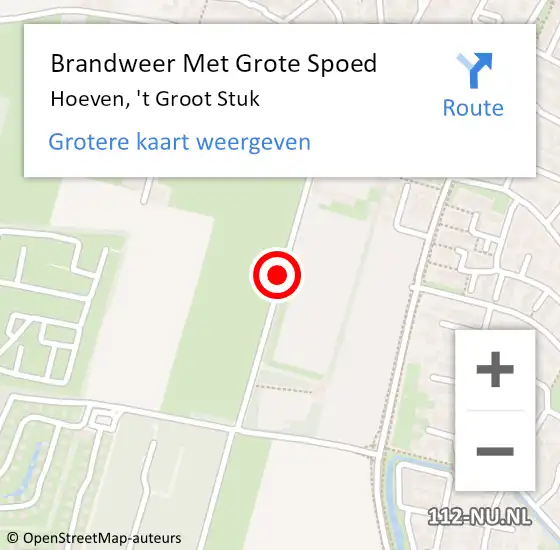 Locatie op kaart van de 112 melding: Brandweer Met Grote Spoed Naar Hoeven, 't Groot Stuk op 29 maart 2019 02:03