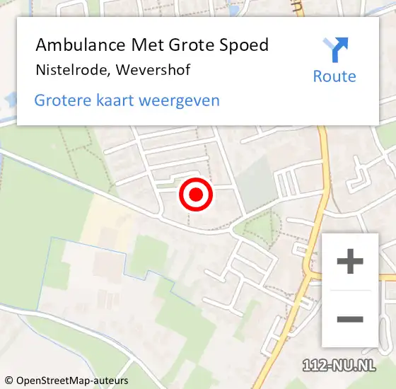 Locatie op kaart van de 112 melding: Ambulance Met Grote Spoed Naar Nistelrode, Wevershof op 29 maart 2019 04:17