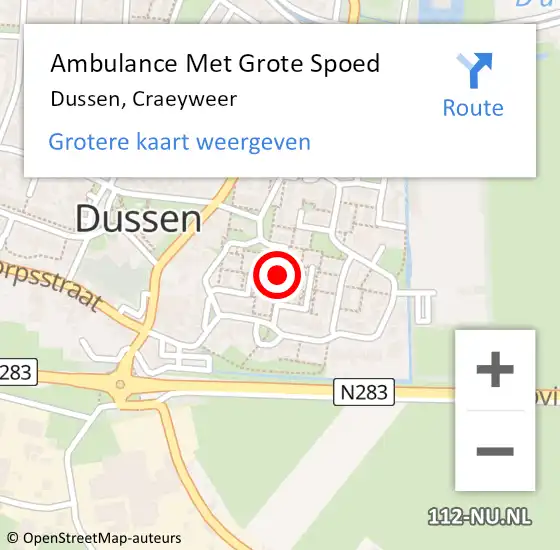 Locatie op kaart van de 112 melding: Ambulance Met Grote Spoed Naar Dussen, Craeyweer op 29 maart 2019 05:00