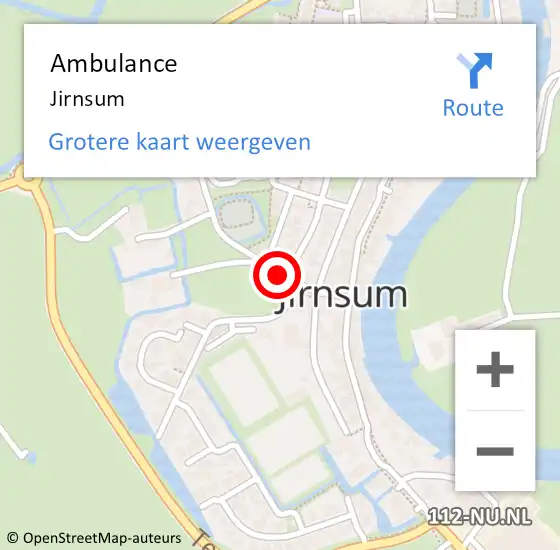 Locatie op kaart van de 112 melding: Ambulance Jirnsum op 29 maart 2019 06:05