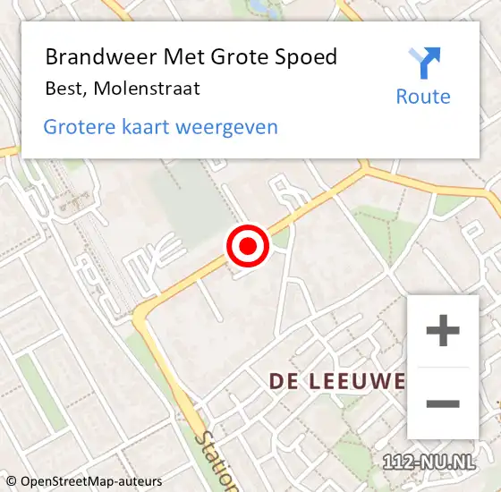 Locatie op kaart van de 112 melding: Brandweer Met Grote Spoed Naar Best, Molenstraat op 29 maart 2019 08:26