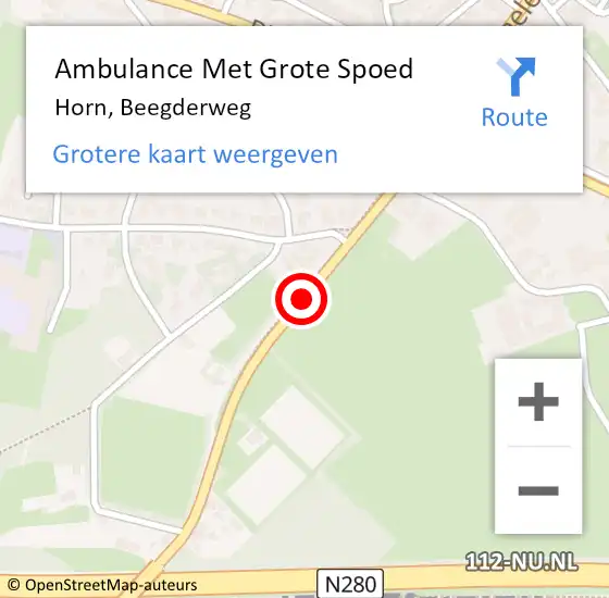 Locatie op kaart van de 112 melding: Ambulance Met Grote Spoed Naar Horn, Beegderweg op 29 maart 2019 08:35