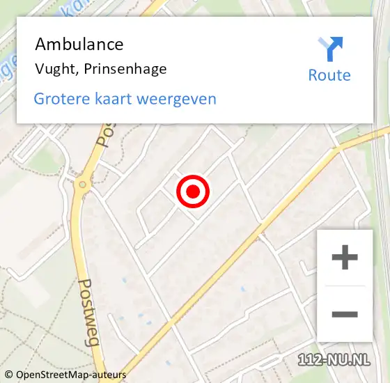 Locatie op kaart van de 112 melding: Ambulance Vught, Prinsenhage op 29 maart 2019 08:58