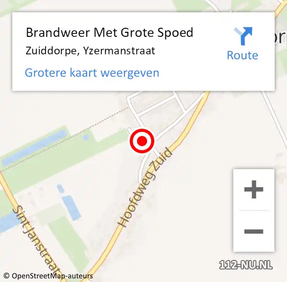 Locatie op kaart van de 112 melding: Brandweer Met Grote Spoed Naar Zuiddorpe, Yzermanstraat op 29 maart 2019 09:10