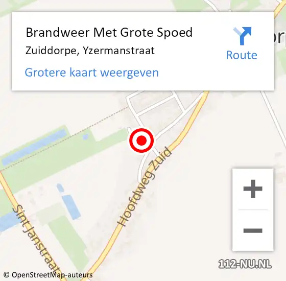 Locatie op kaart van de 112 melding: Brandweer Met Grote Spoed Naar Zuiddorpe, Yzermanstraat op 29 maart 2019 09:20