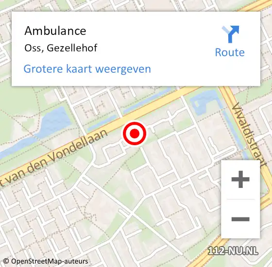 Locatie op kaart van de 112 melding: Ambulance Oss, Gezellehof op 29 maart 2019 10:42