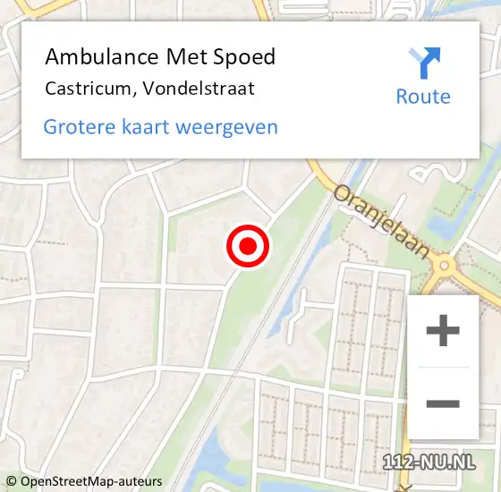 Locatie op kaart van de 112 melding: Ambulance Met Spoed Naar Castricum, Vondelstraat op 29 maart 2019 10:46