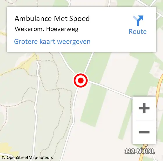 Locatie op kaart van de 112 melding: Ambulance Met Spoed Naar Wekerom, Hoeverweg op 29 maart 2019 11:36