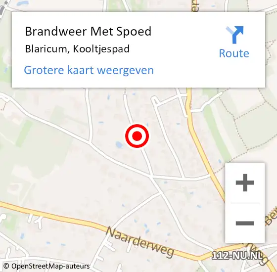 Locatie op kaart van de 112 melding: Brandweer Met Spoed Naar Blaricum, Kooltjespad op 29 maart 2019 11:38