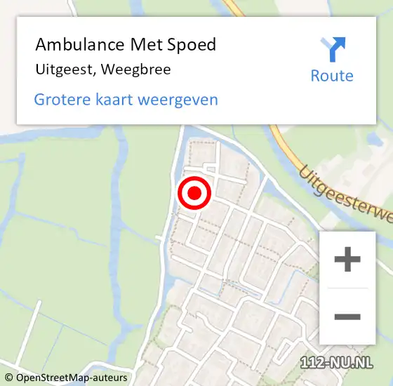 Locatie op kaart van de 112 melding: Ambulance Met Spoed Naar Uitgeest, Weegbree op 27 maart 2014 17:50