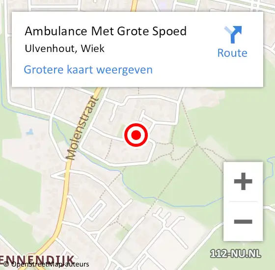 Locatie op kaart van de 112 melding: Ambulance Met Grote Spoed Naar Ulvenhout, Wiek op 29 maart 2019 13:16