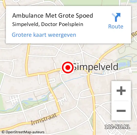 Locatie op kaart van de 112 melding: Ambulance Met Grote Spoed Naar Simpelveld, Doctor Poelsplein op 26 september 2013 19:08