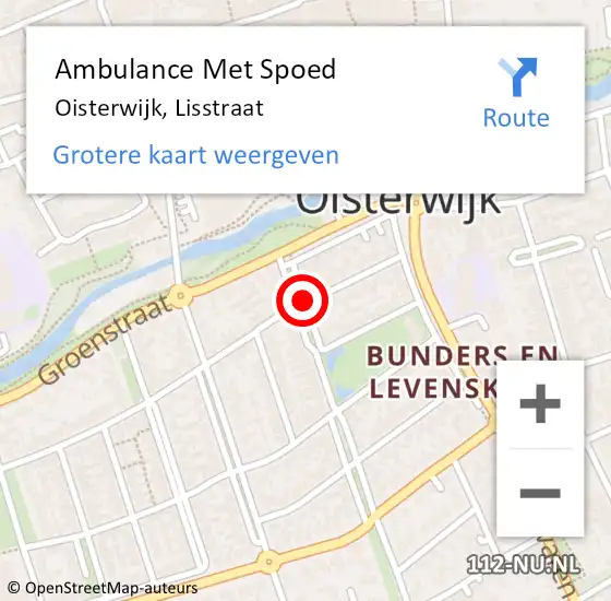 Locatie op kaart van de 112 melding: Ambulance Met Spoed Naar Oisterwijk, Lisstraat op 29 maart 2019 13:45