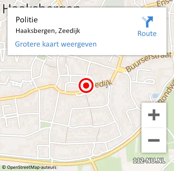 Locatie op kaart van de 112 melding: Politie Haaksbergen, Zeedijk op 29 maart 2019 13:59