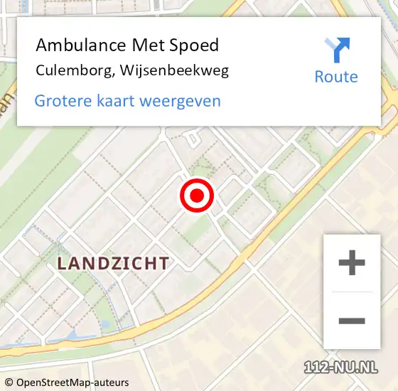 Locatie op kaart van de 112 melding: Ambulance Met Spoed Naar Culemborg, Wijsenbeekweg op 29 maart 2019 14:23