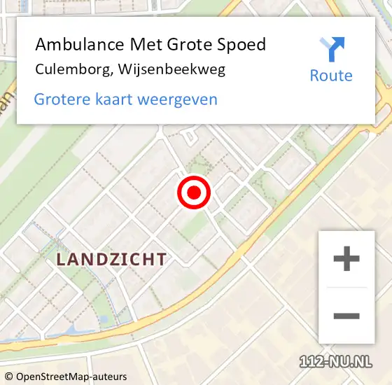 Locatie op kaart van de 112 melding: Ambulance Met Grote Spoed Naar Culemborg, Wijsenbeekweg op 29 maart 2019 14:26