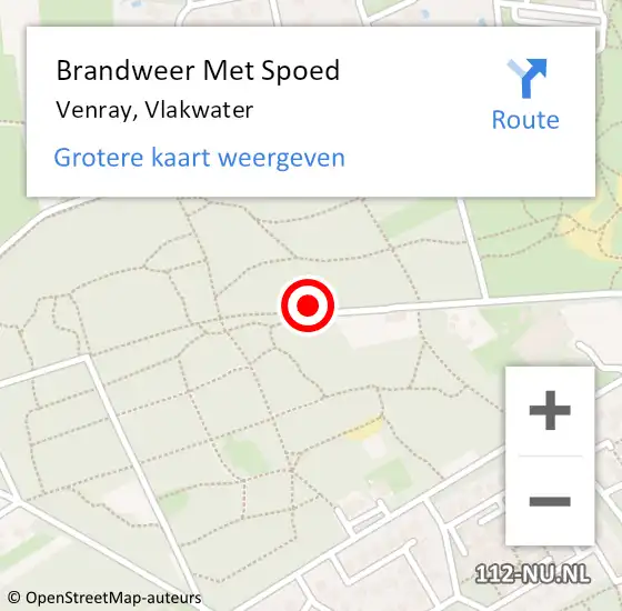 Locatie op kaart van de 112 melding: Brandweer Met Spoed Naar Venray, Vlakwater op 29 maart 2019 14:53