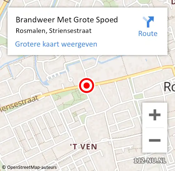 Locatie op kaart van de 112 melding: Brandweer Met Grote Spoed Naar Rosmalen, Striensestraat op 29 maart 2019 14:55