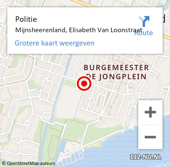 Locatie op kaart van de 112 melding: Politie Mijnsheerenland, Elisabeth Van Loonstraat op 29 maart 2019 15:54