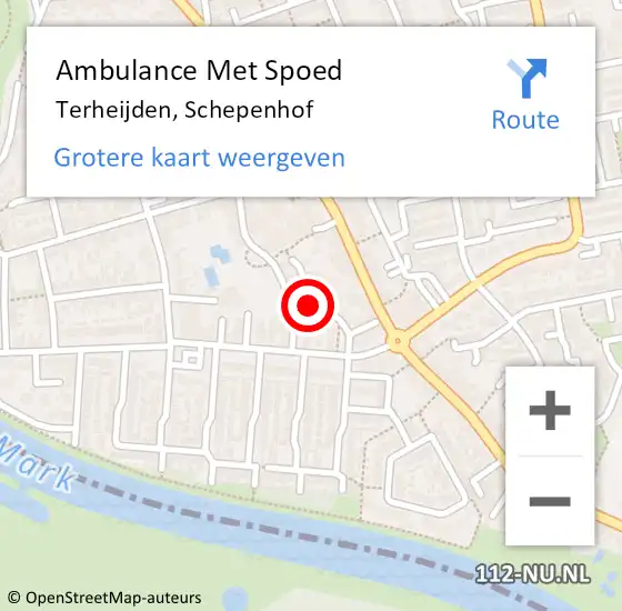 Locatie op kaart van de 112 melding: Ambulance Met Spoed Naar Terheijden, Schepenhof op 29 maart 2019 16:24