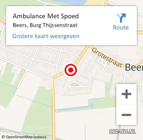 Locatie op kaart van de 112 melding: Ambulance Met Spoed Naar Beers, Burg Thijssenstraat op 29 maart 2019 17:26