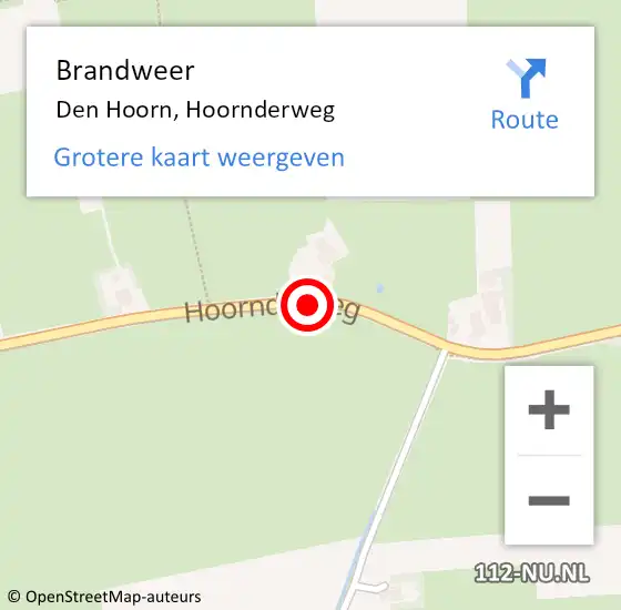 Locatie op kaart van de 112 melding: Brandweer Den Hoorn, Hoornderweg op 29 maart 2019 17:42