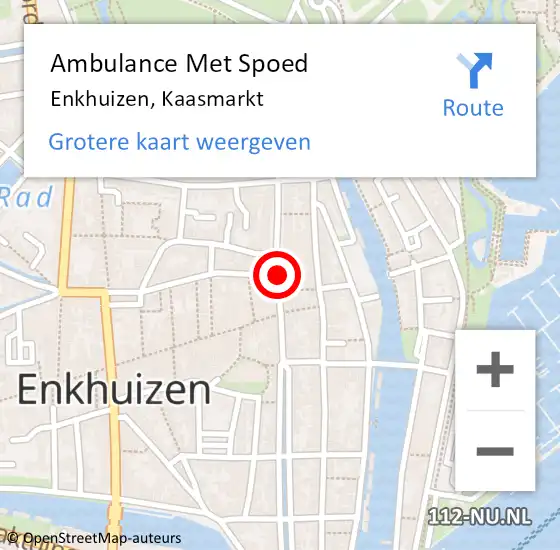 Locatie op kaart van de 112 melding: Ambulance Met Spoed Naar Enkhuizen, Kaasmarkt op 29 maart 2019 17:48