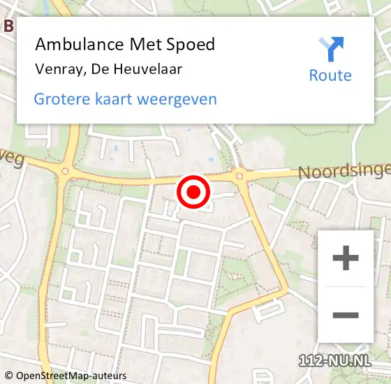 Locatie op kaart van de 112 melding: Ambulance Met Spoed Naar Venray, De Heuvelaar op 27 maart 2014 18:54