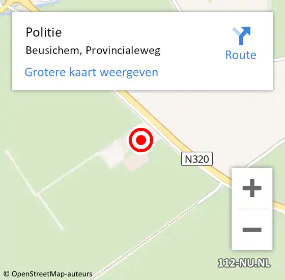 Locatie op kaart van de 112 melding: Politie Beusichem, Provincialeweg op 29 maart 2019 18:39