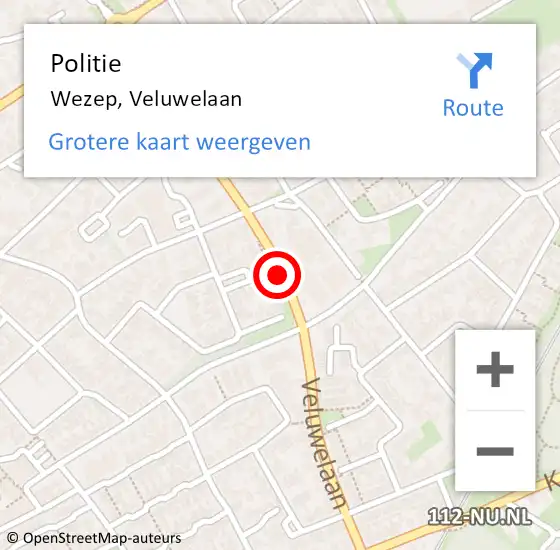 Locatie op kaart van de 112 melding: Politie Wezep, Veluwelaan op 29 maart 2019 18:53