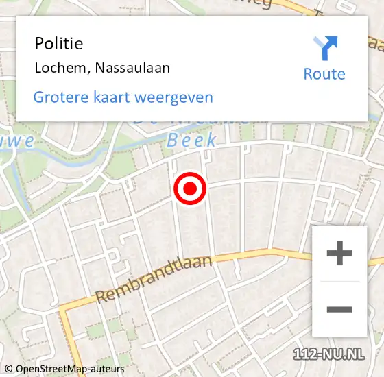 Locatie op kaart van de 112 melding: Politie Lochem, Nassaulaan op 29 maart 2019 19:21