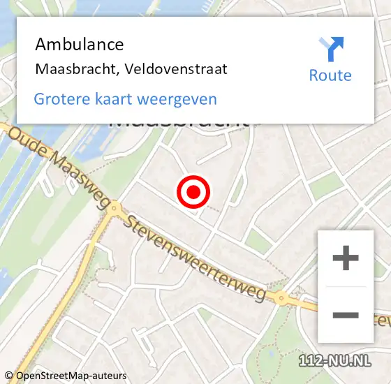 Locatie op kaart van de 112 melding: Ambulance Maasbracht, Veldovenstraat op 29 maart 2019 20:06