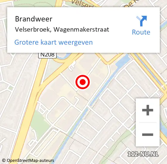 Locatie op kaart van de 112 melding: Brandweer Velserbroek, Wagenmakerstraat op 29 maart 2019 20:50