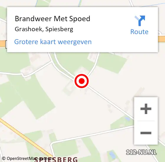 Locatie op kaart van de 112 melding: Brandweer Met Spoed Naar Grashoek, Spiesberg op 29 maart 2019 21:26