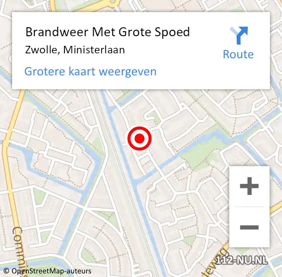 Locatie op kaart van de 112 melding: Brandweer Met Grote Spoed Naar Zwolle, Ministerlaan op 29 maart 2019 22:44