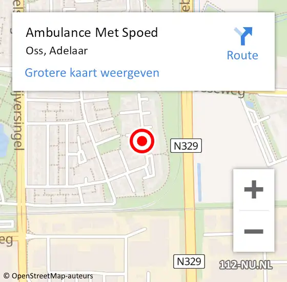 Locatie op kaart van de 112 melding: Ambulance Met Spoed Naar Oss, Adelaar op 30 maart 2019 00:50
