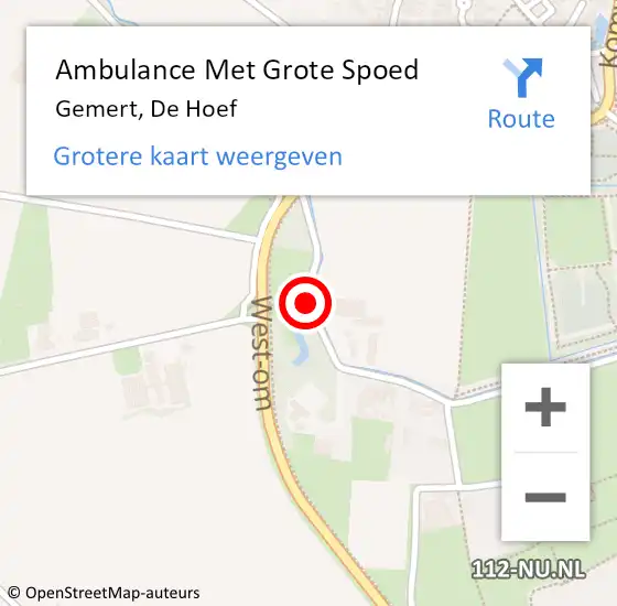 Locatie op kaart van de 112 melding: Ambulance Met Grote Spoed Naar Gemert, De Hoef op 30 maart 2019 01:00