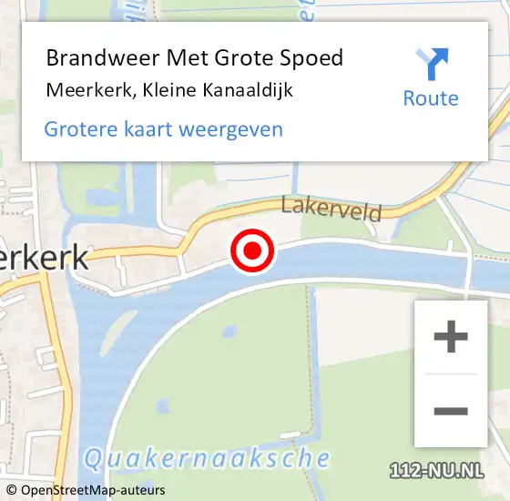 Locatie op kaart van de 112 melding: Brandweer Met Grote Spoed Naar Meerkerk, Kleine Kanaaldijk op 30 maart 2019 01:22