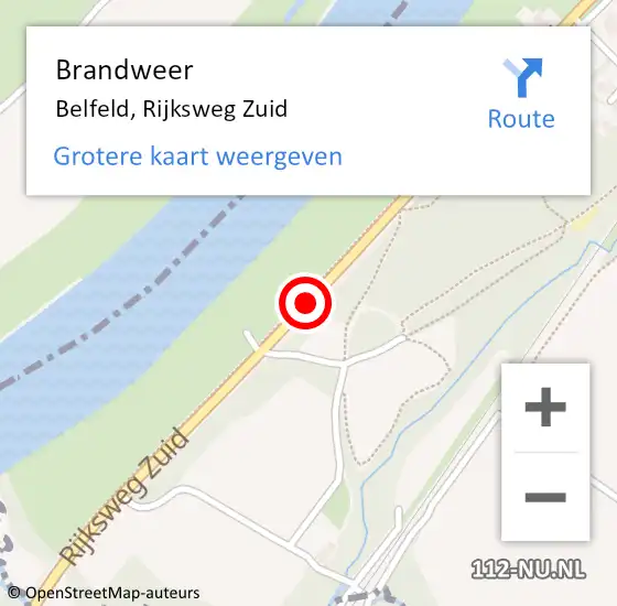 Locatie op kaart van de 112 melding: Brandweer Belfeld, Rijksweg Zuid op 30 maart 2019 04:01