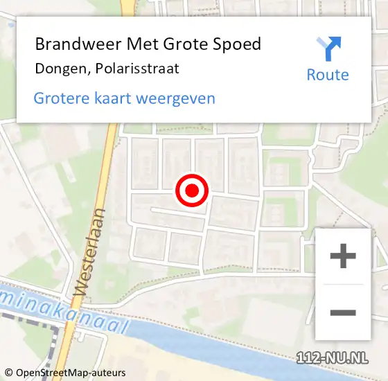 Locatie op kaart van de 112 melding: Brandweer Met Grote Spoed Naar Dongen, Polarisstraat op 30 maart 2019 04:03