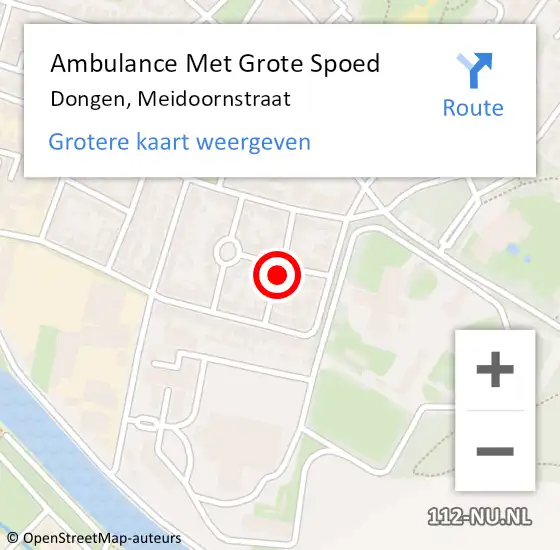 Locatie op kaart van de 112 melding: Ambulance Met Grote Spoed Naar Dongen, Meidoornstraat op 30 maart 2019 04:19