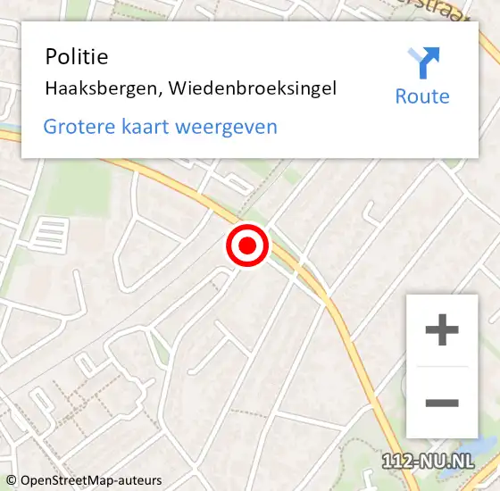 Locatie op kaart van de 112 melding: Politie Haaksbergen, Wiedenbroeksingel op 30 maart 2019 09:47