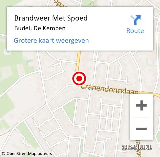 Locatie op kaart van de 112 melding: Brandweer Met Spoed Naar Budel, De Kempen op 30 maart 2019 09:47