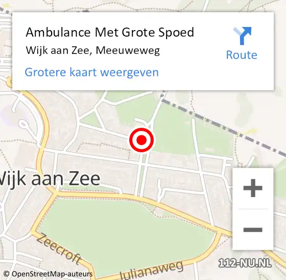 Locatie op kaart van de 112 melding: Ambulance Met Grote Spoed Naar Wijk aan Zee, Meeuweweg op 30 maart 2019 11:03