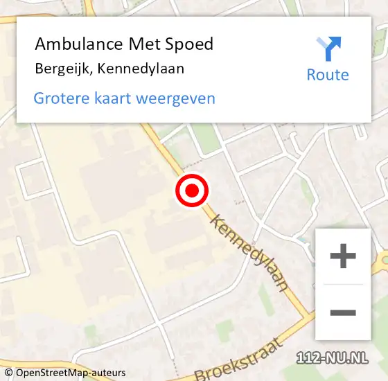 Locatie op kaart van de 112 melding: Ambulance Met Spoed Naar Bergeijk, Kennedylaan op 30 maart 2019 11:56