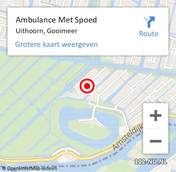 Locatie op kaart van de 112 melding: Ambulance Met Spoed Naar Uithoorn, Gooimeer op 30 maart 2019 12:01