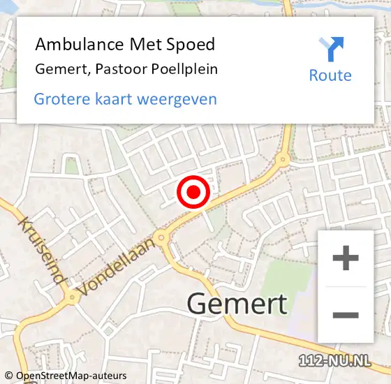 Locatie op kaart van de 112 melding: Ambulance Met Spoed Naar Gemert, Pastoor Poellplein op 30 maart 2019 12:30