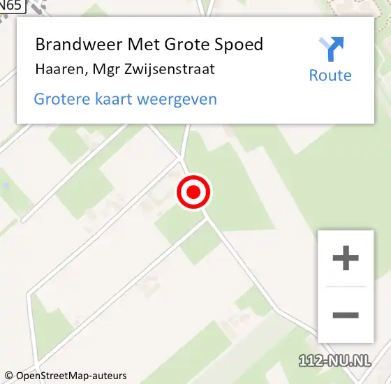 Locatie op kaart van de 112 melding: Brandweer Met Grote Spoed Naar Haaren, Mgr Zwijsenstraat op 30 maart 2019 12:50